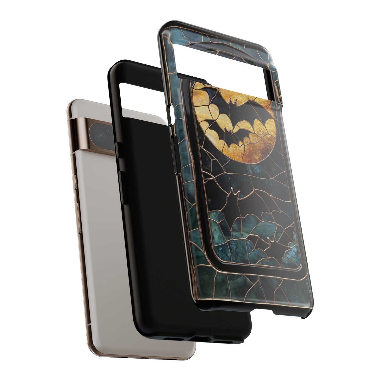 Halloween Phone Case Bats Stained Glass Style Spooky Moon Phone Cover