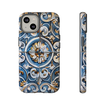 Azulejo Porcelain Blue & Creamy White Tile Mediterranean Design Phone Case