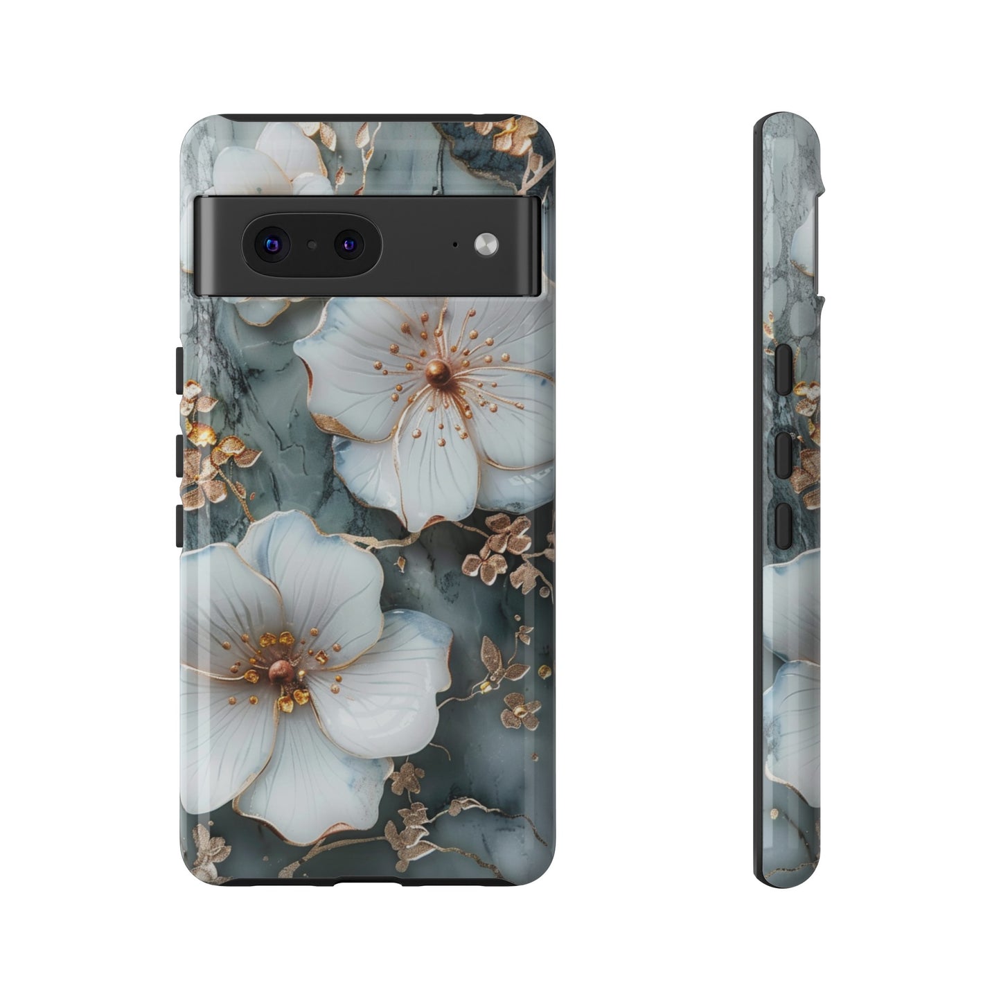 White Flower on Marble Stone  Phone Case