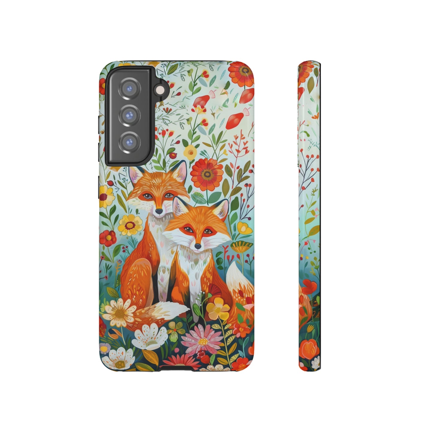 Foxes in the Floral Garden Phone Case