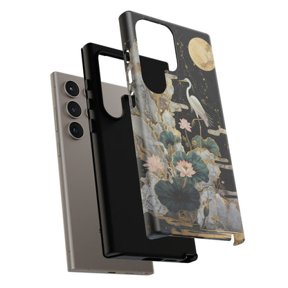 Heron and Moon Floral Zen Art Phone Case