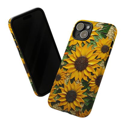 Sunflower Floral Color Explosion Mosaic Glass