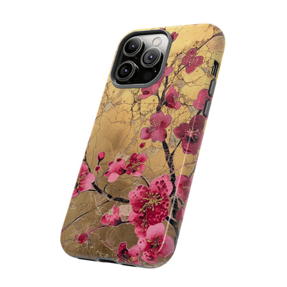 Pink Forget Me Nots Gold Floral Phone Case