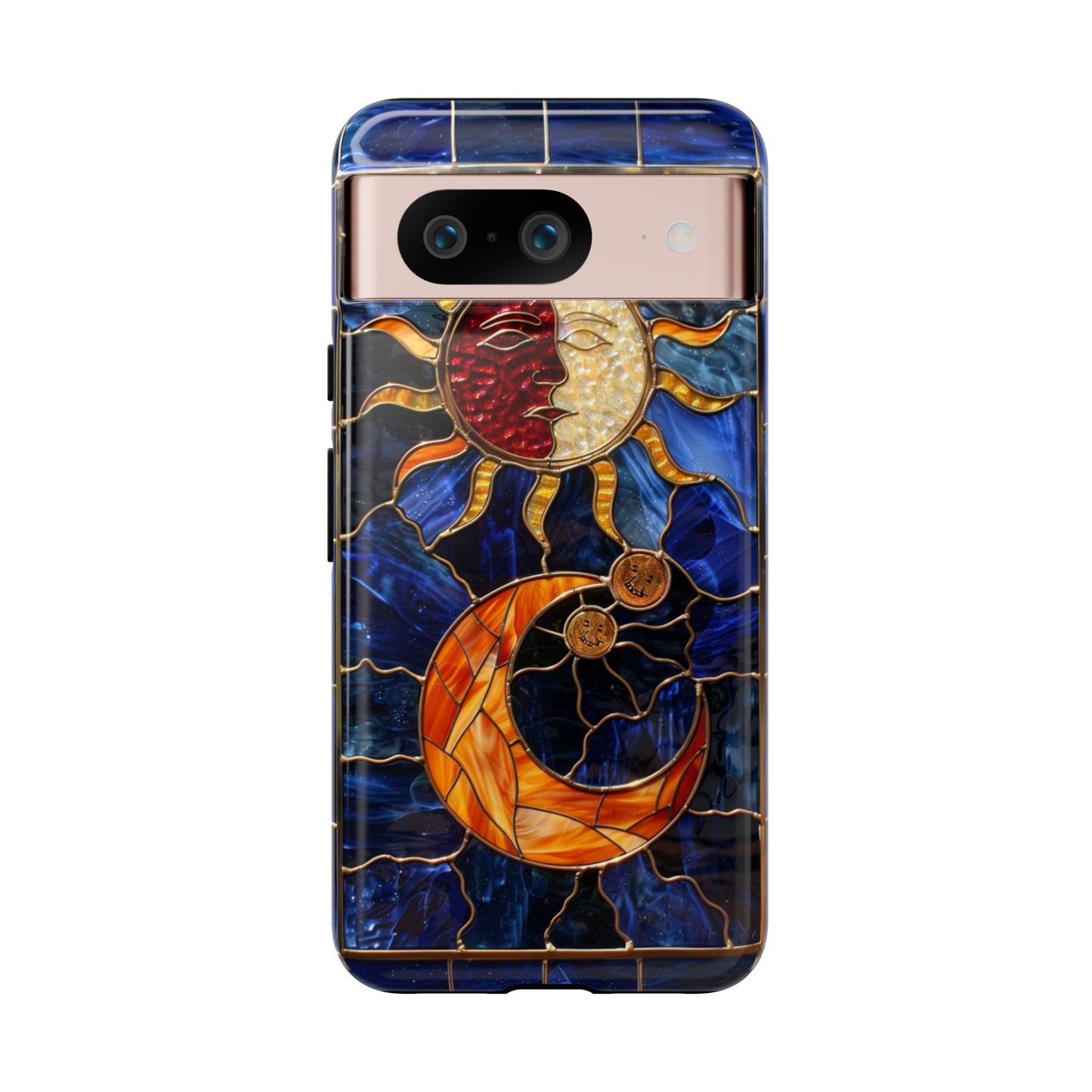 Celestial Stained Glass Moon and Stars iPhone 15 Case