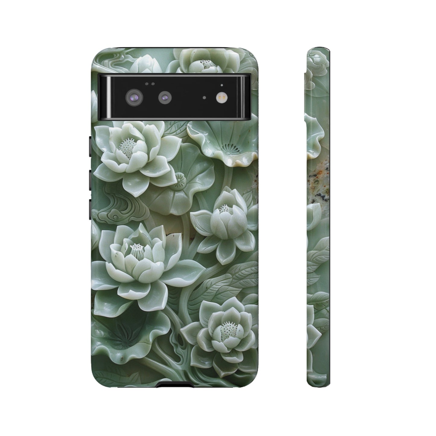 Green Jade Lotus Floral Art Phone Case