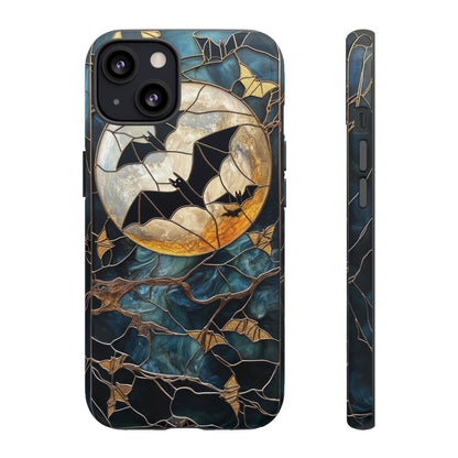 Halloween Phone Case Bats Stained Glass Style Spooky Moon Phone Cover