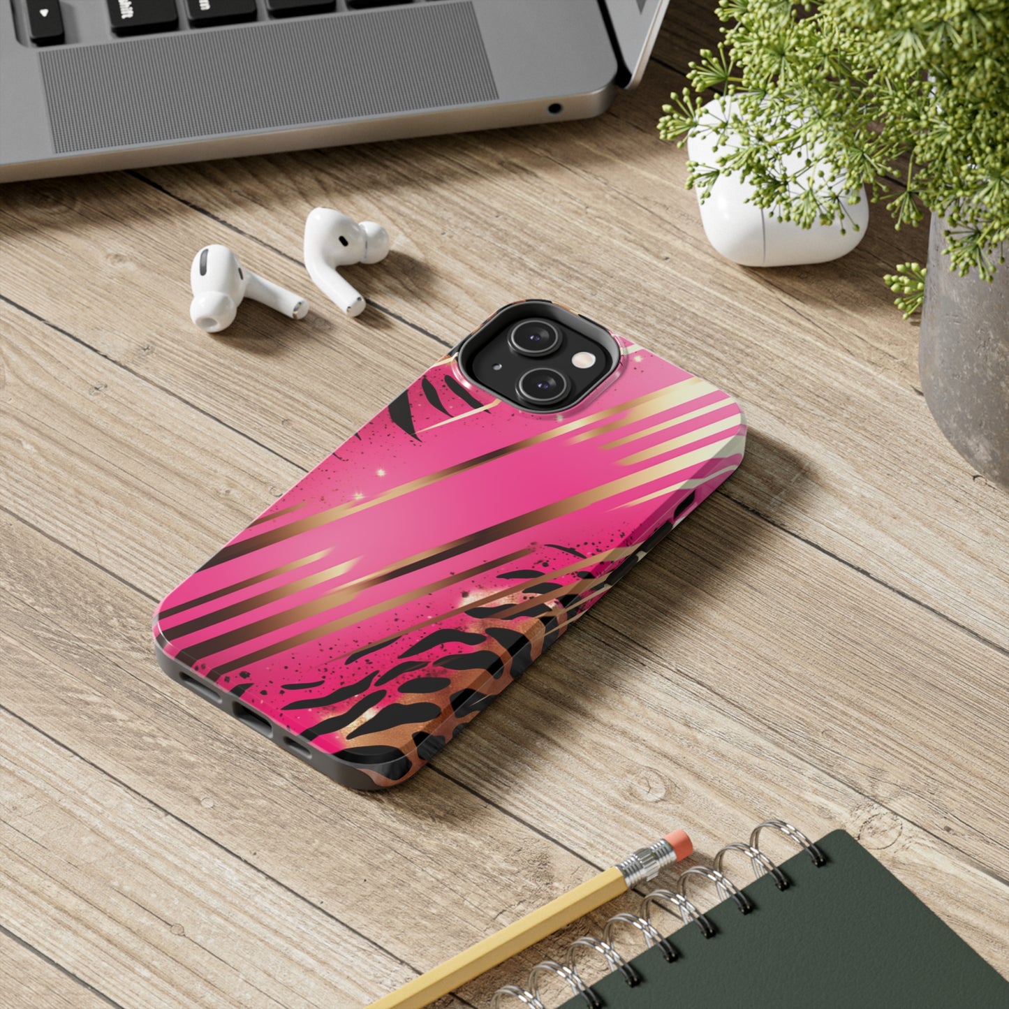 Elegant Wilderness: Pink & Gold Tiger Stripes | Mesmerizing Lush iPhone Case