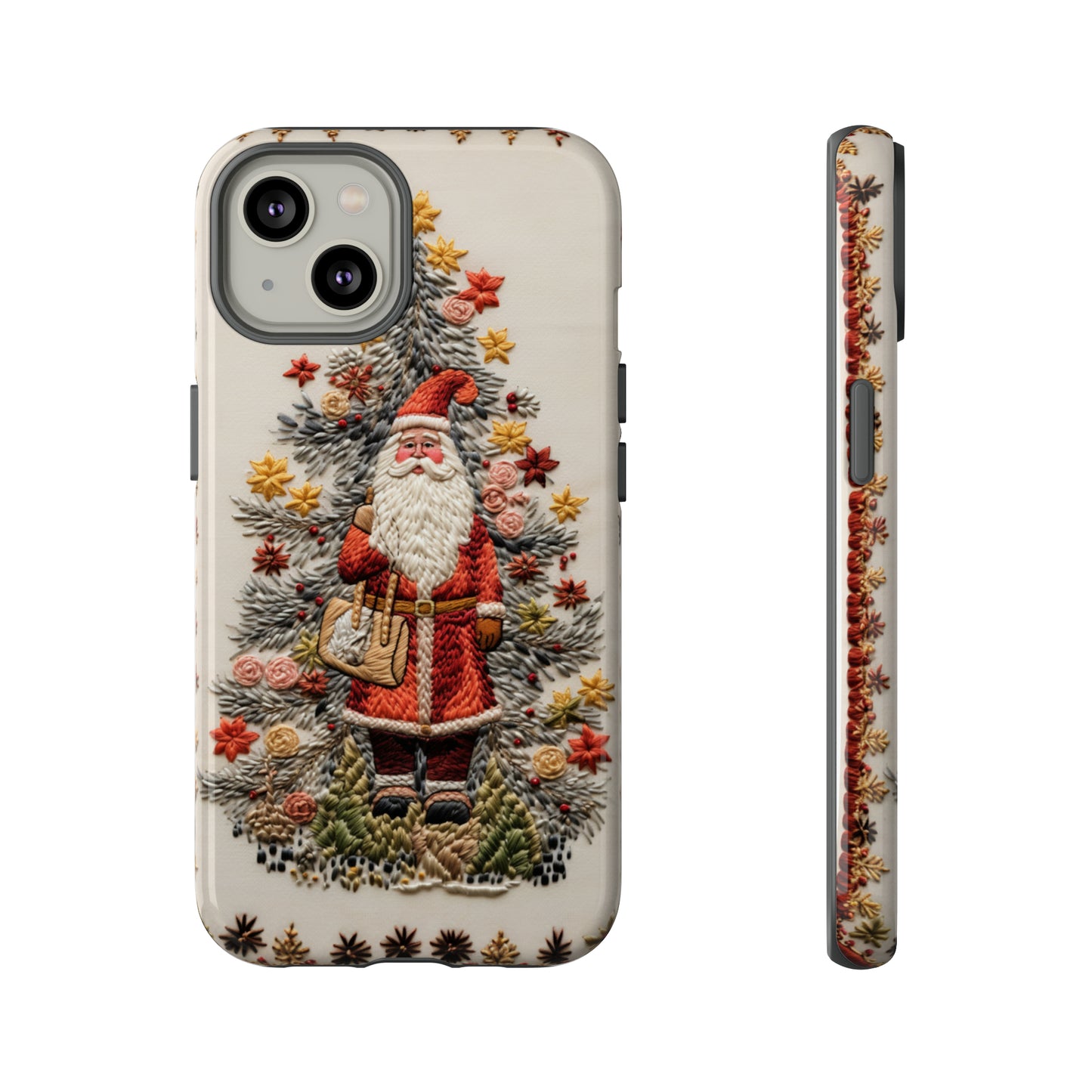 Vintage Embroidery Christmas Santa Phone Case