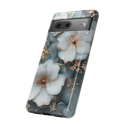 White Flower on Marble Stone  Phone Case