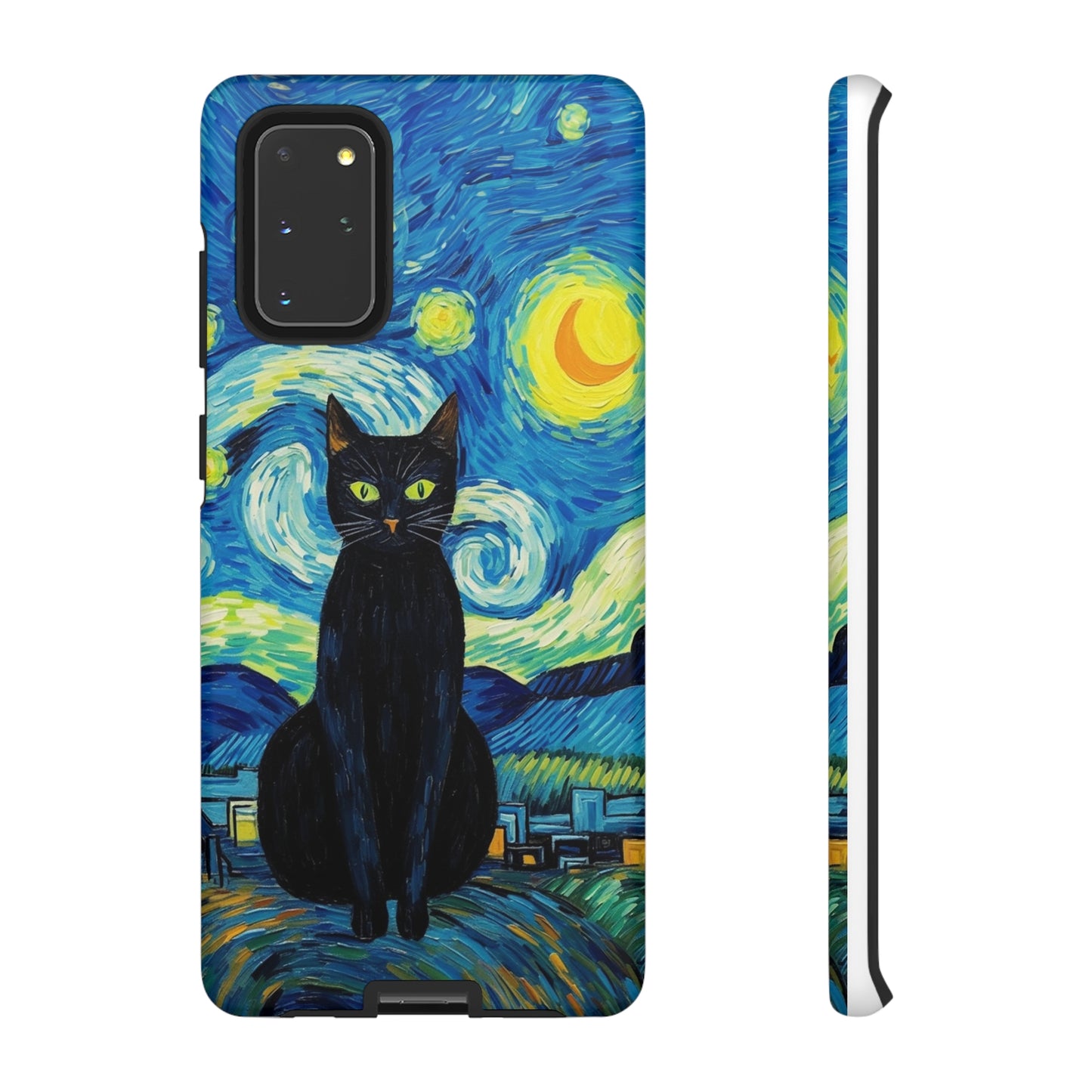 Starry Night Van Gogh Black Cat iPhone, Samsung Galaxy, Google Pixel  Case | Embrace Artistic Whimsy and Feline Charm