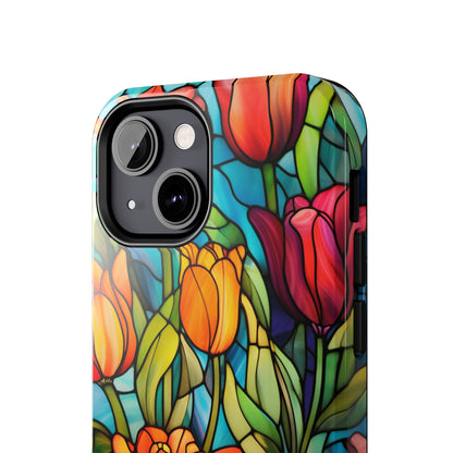 Stained Glass Tulip Floral Aesthetic iPhone Case | Embrace the Beauty of Nature in Full Bloom