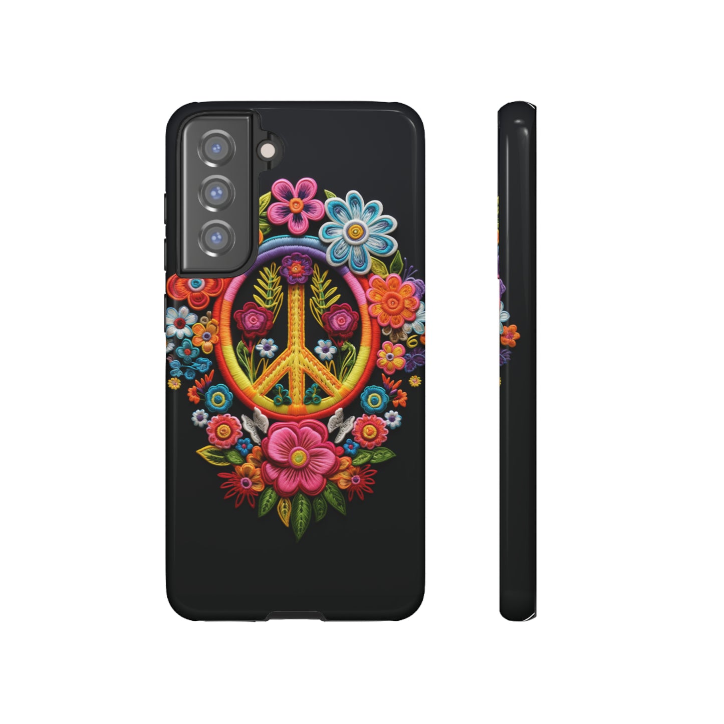 Peace Sign Embroidery Floral Hippie Style Phone Case