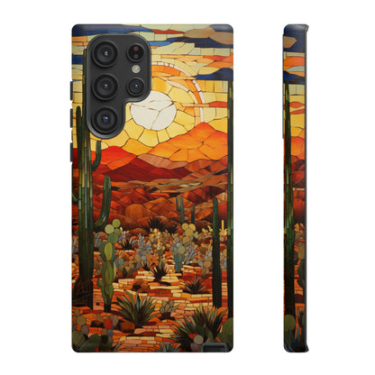 Desert Sunset Cactus Mosaic Tile