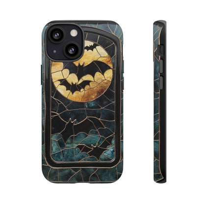 Halloween Phone Case Bats Stained Glass Style Spooky Moon Phone Cover