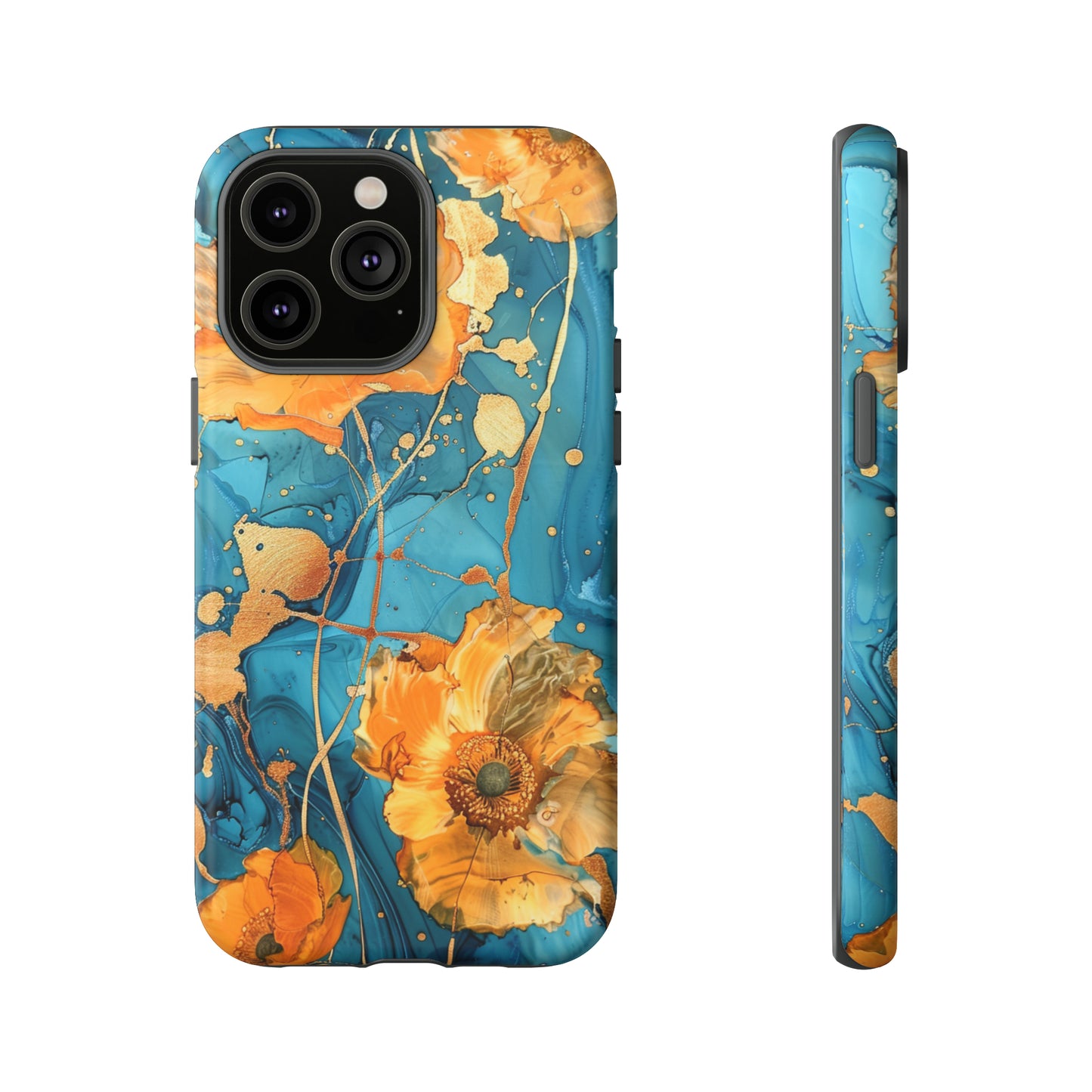 Gold Poppies Color Splash Floral Design Phone Case