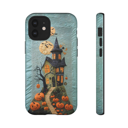 Halloween Haunted House Vintage Embroidery Style Phone Cover