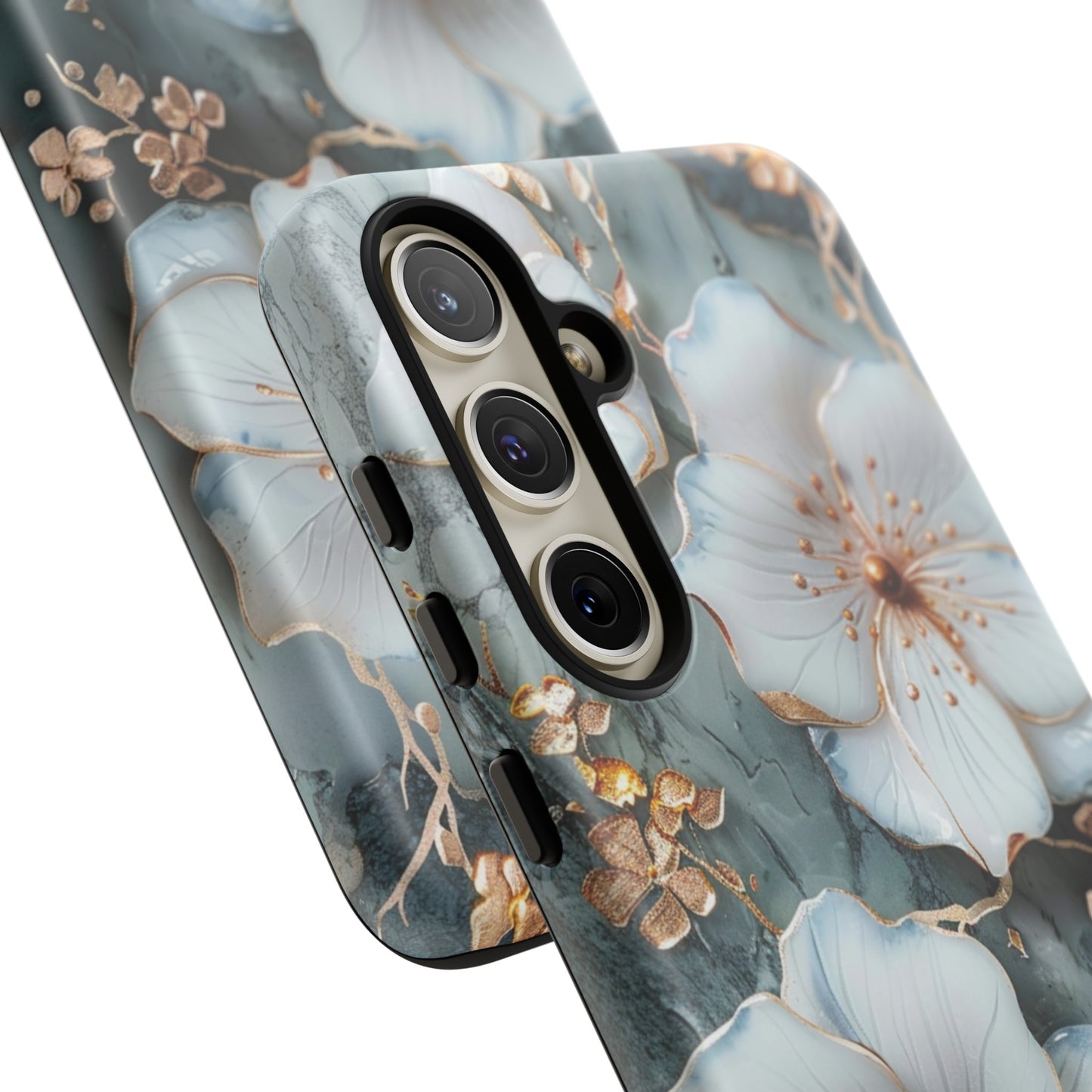 White Flower on Marble Stone  Phone Case