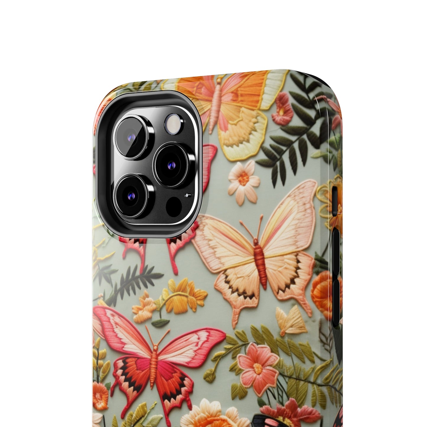 Embroidery Butterflies iPhone Case | Whimsical Elegance and Nature's Beauty in Handcrafted Detail