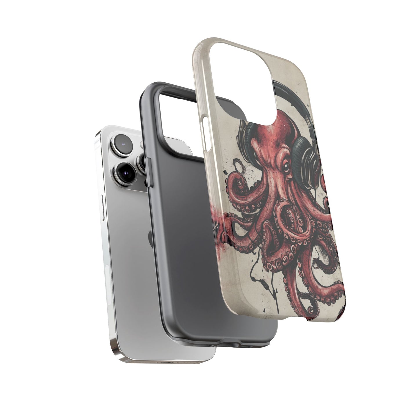 Retro Style Japanese Octopus Listening to Headphones Phone Cover