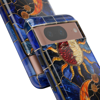 Celestial Stained Glass Moon and Stars iPhone 15 Case