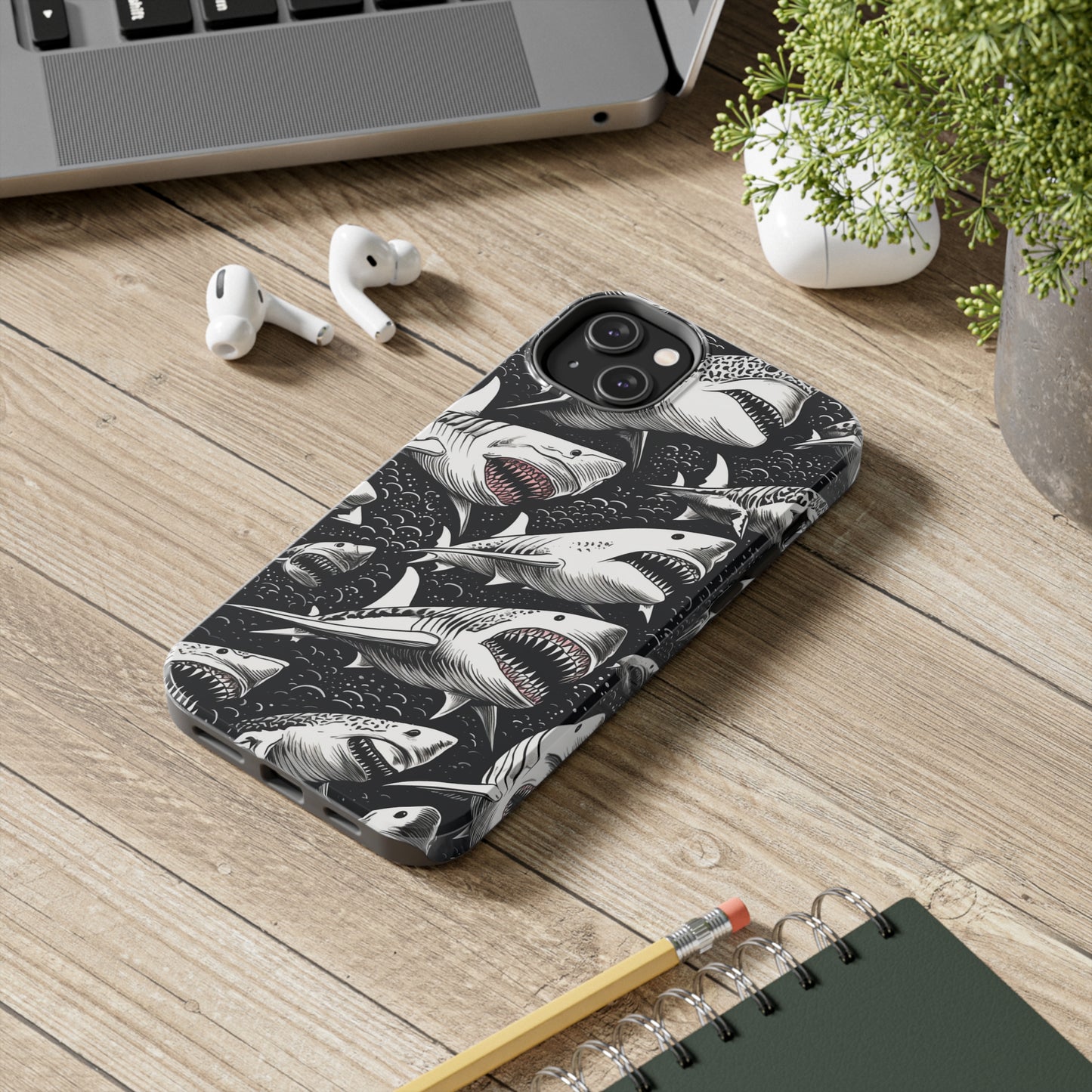 Deep Blue Mystery: Majestic Shark Design | Aquatic Adventure iPhone Case