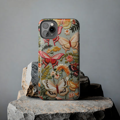 Embroidery Butterflies iPhone Case | Whimsical Elegance and Nature's Beauty in Handcrafted Detail