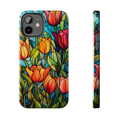 Stained Glass Tulip Floral Aesthetic iPhone Case | Embrace the Beauty of Nature in Full Bloom