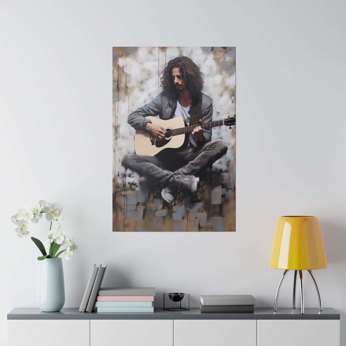 Chris Cornell Playing Guitar  | Stretched Canvas Print