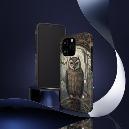 The Hermit Owl Tarot iPhone Tough Case | Embrace the Dark Academia Aesthetic and Retro Gothic Vibes with Captivating Tarot Design