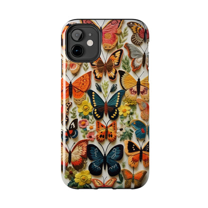 Embroidery Butterflies iPhone Case | Whimsical Elegance and Nature's Beauty in Handcrafted Detail