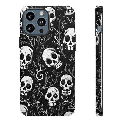 Join the Goth Side: Black Skull Floral Print | Mystical Elegance Case for iPhone, Samsung Galaxy, and Google Pixel