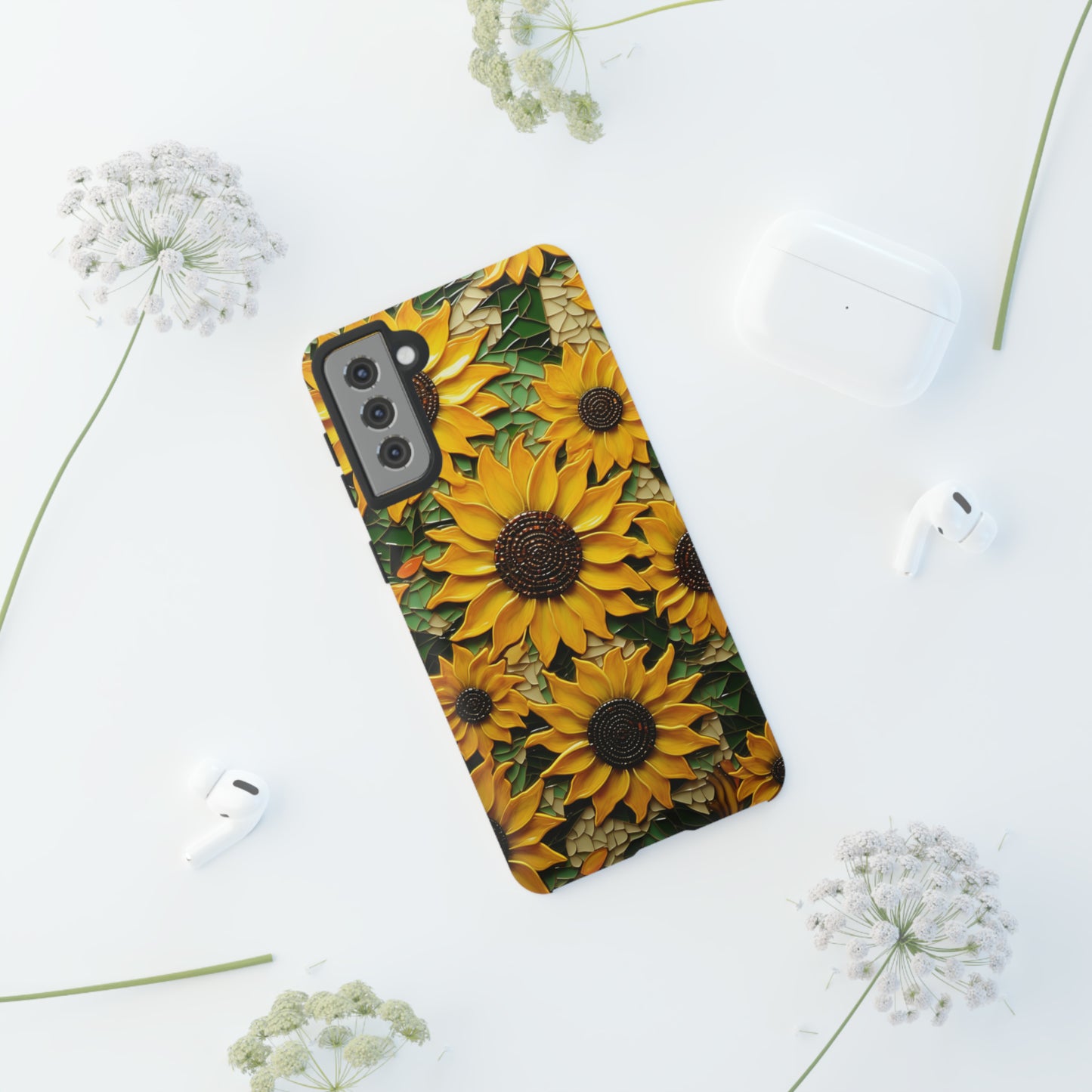 Sunflower Floral Color Explosion Mosaic Glass