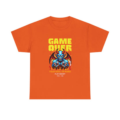 Satan Game Over T-Shirt Retro Gaming Dark Humor Sci-Fi Tee
