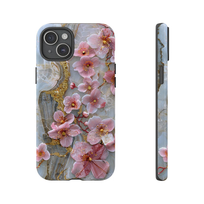 Pink Forget Me Nots Gold Floral Phone Case