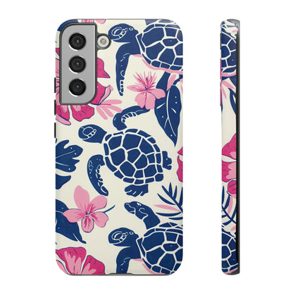 Undersea Floral Blue Sea Turtle Phone Case