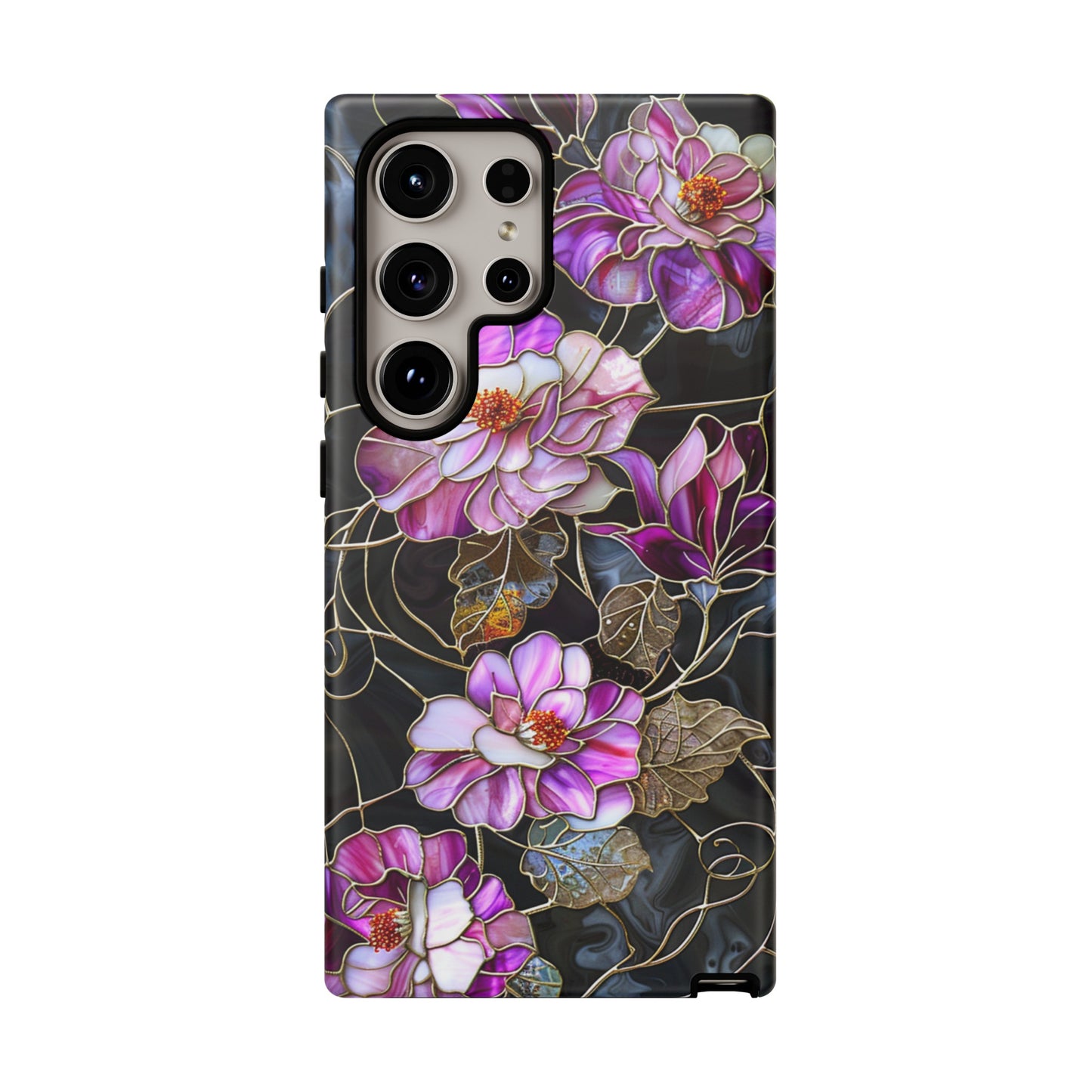 Magenta Color Floral Stained Glass Phone Case