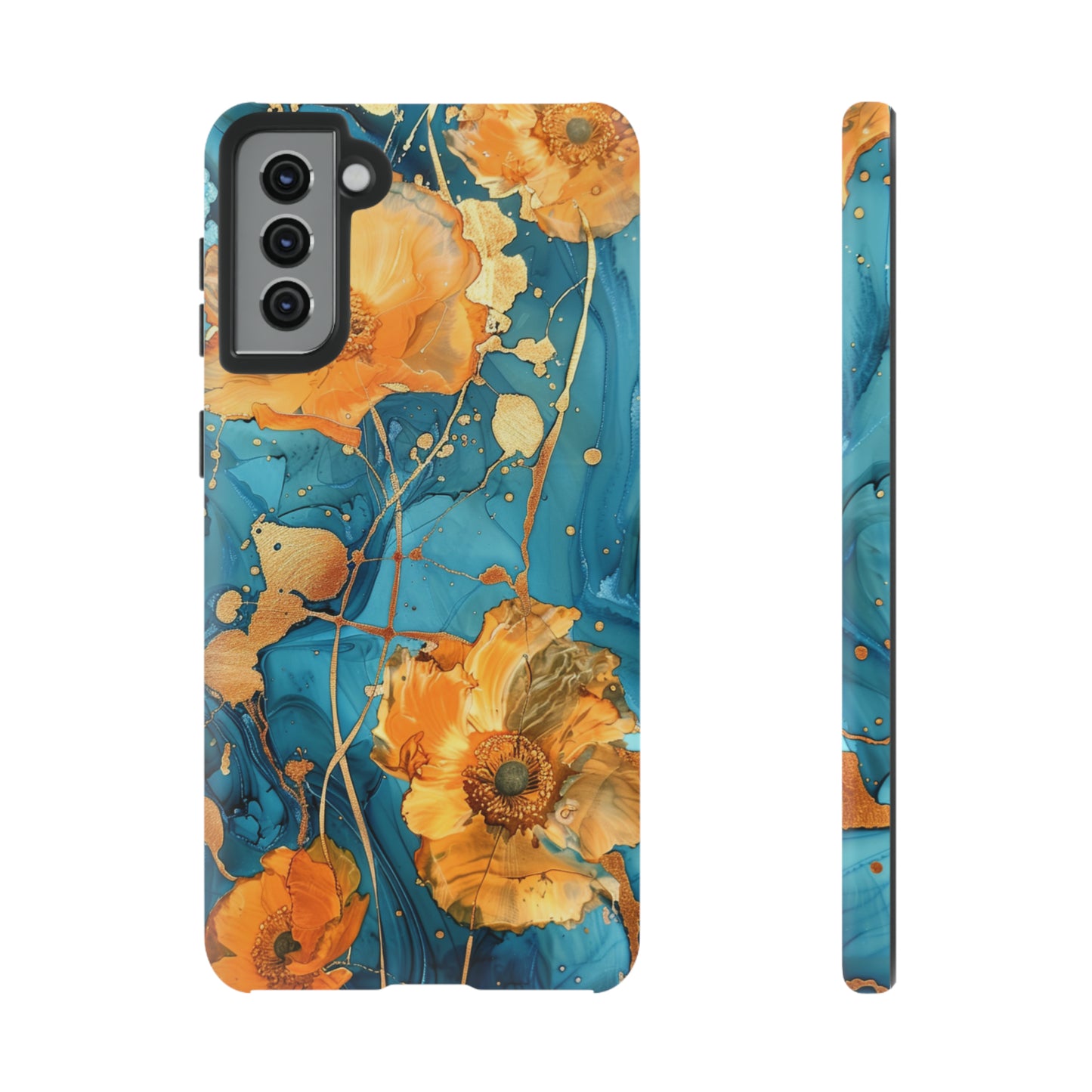 Gold Poppies Color Splash Floral Design Phone Case