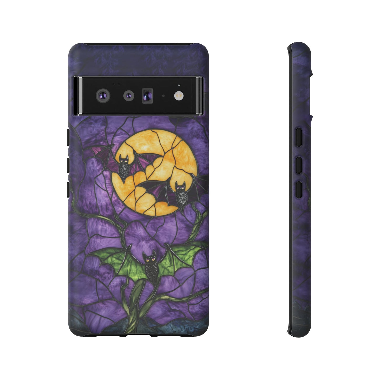 Full Moon Stained Glass Style Halloween Bats Phone Case