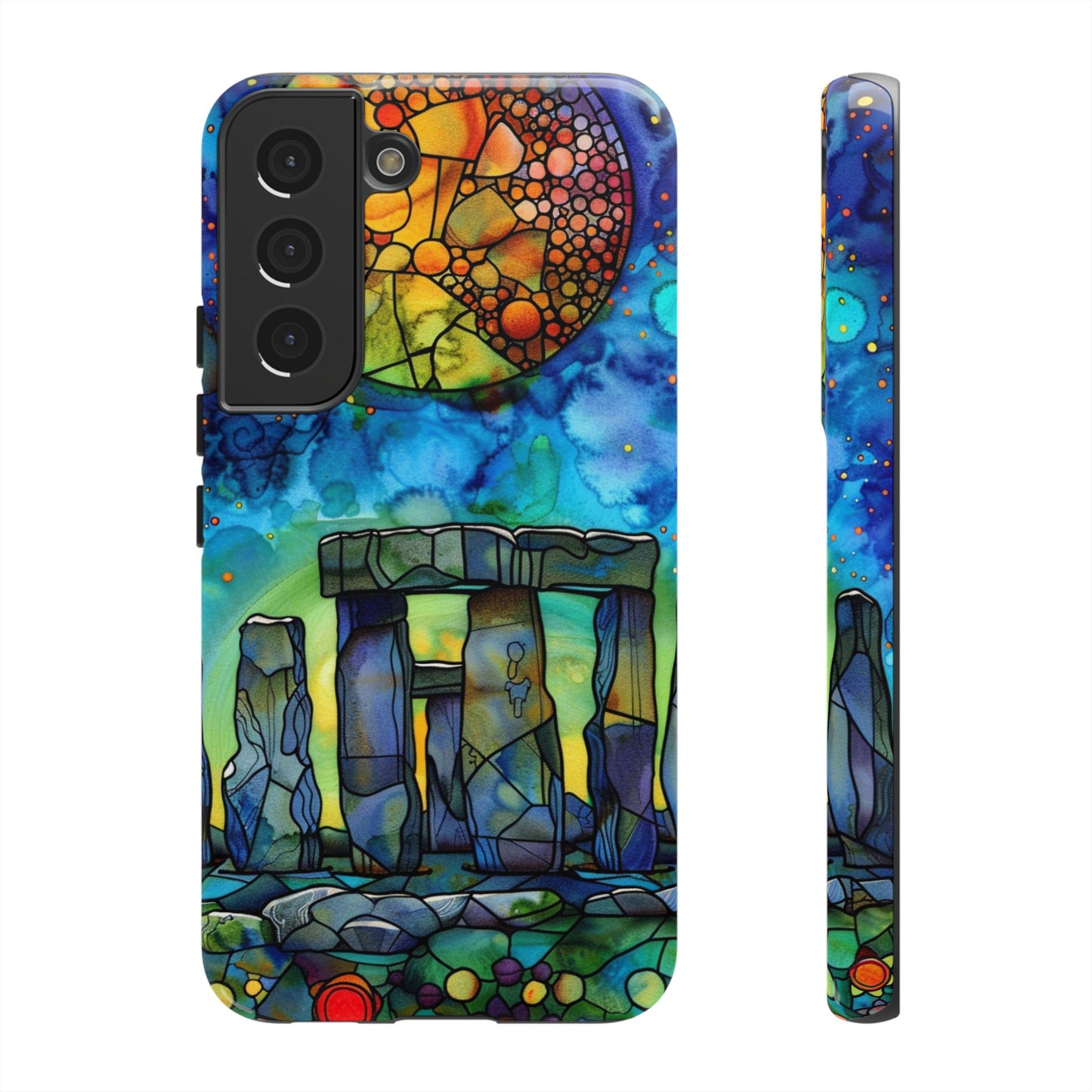 Stonehenge Neolithic Full Moon Stained Glass Watercolor Phone Cover