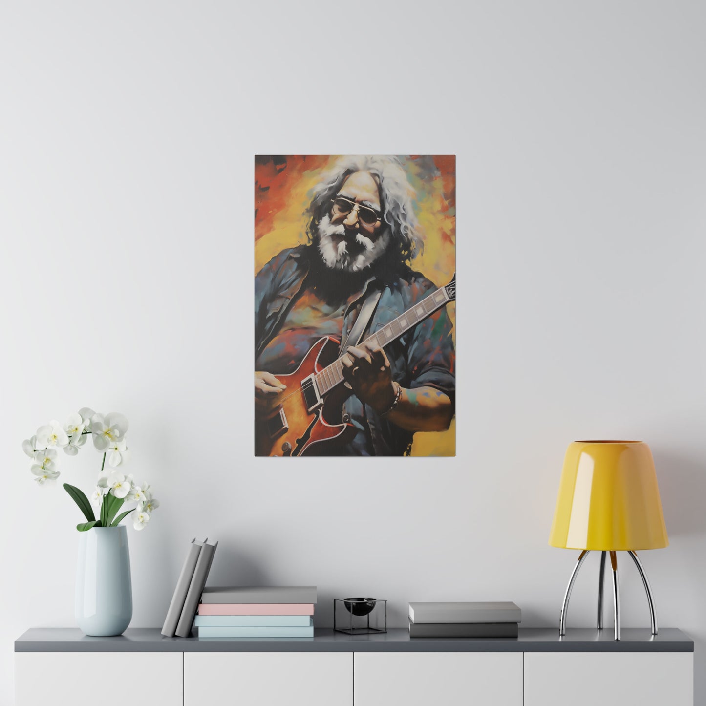 Jerry Garcia Playing Guitar  | Stretched Canvas Print