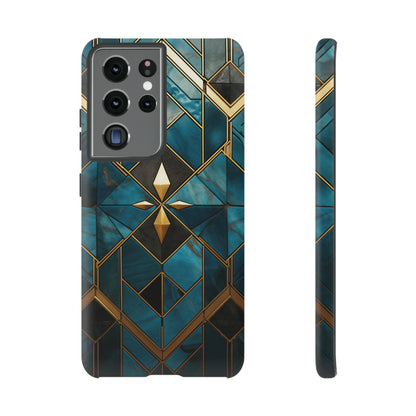 Gold and Blue Marble Mosaic Phone Case