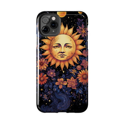 Cosmic Blooms: Floral Sun, Moon & Stars iPhone Case - Where Celestial Meets Botanical