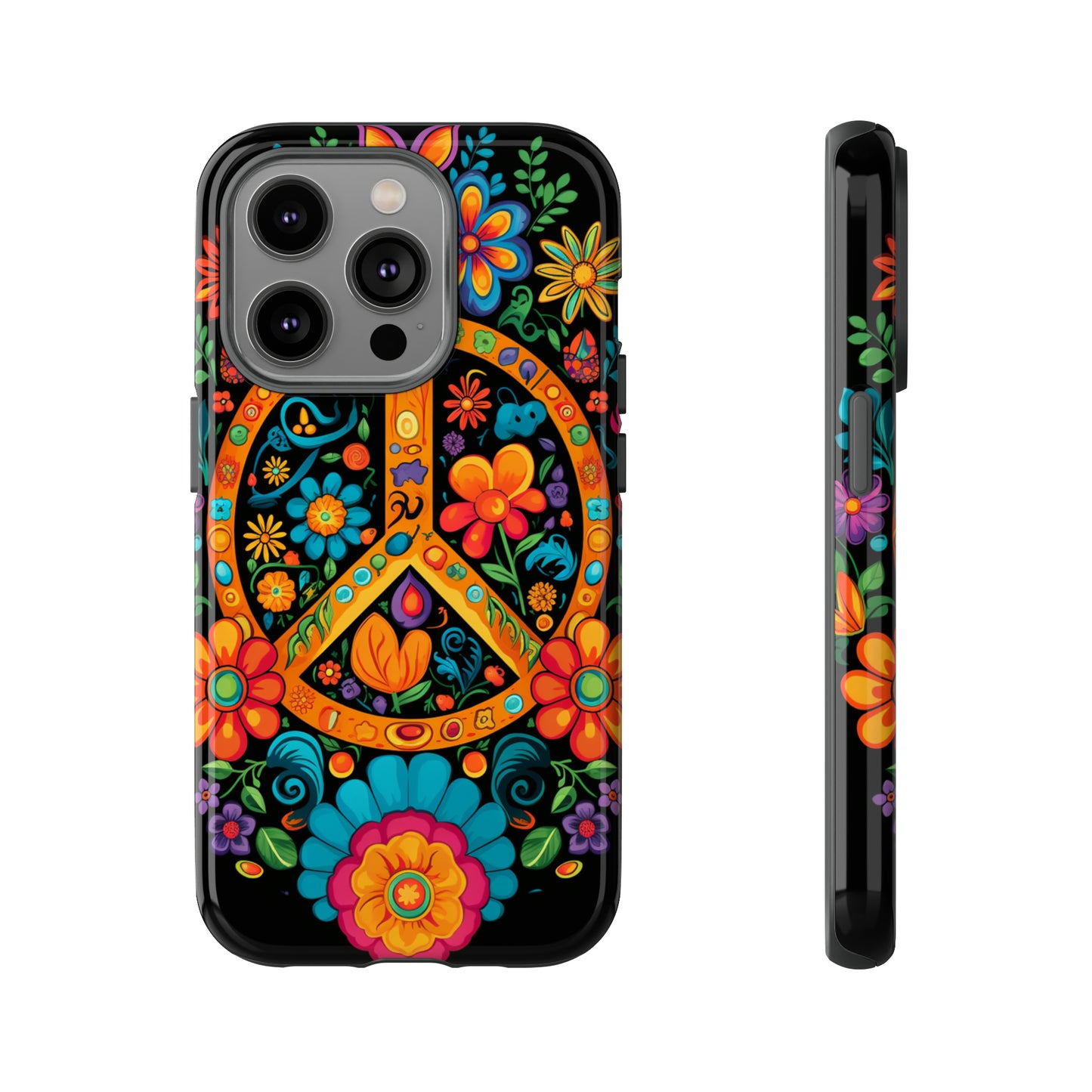 Peace Sign Embroidery Floral Hippie Style Phone Case