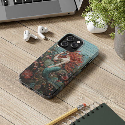 Siren's Song: Mermaid Elegance Apple Phone Case | Embroidery-Inspired iPhone Case