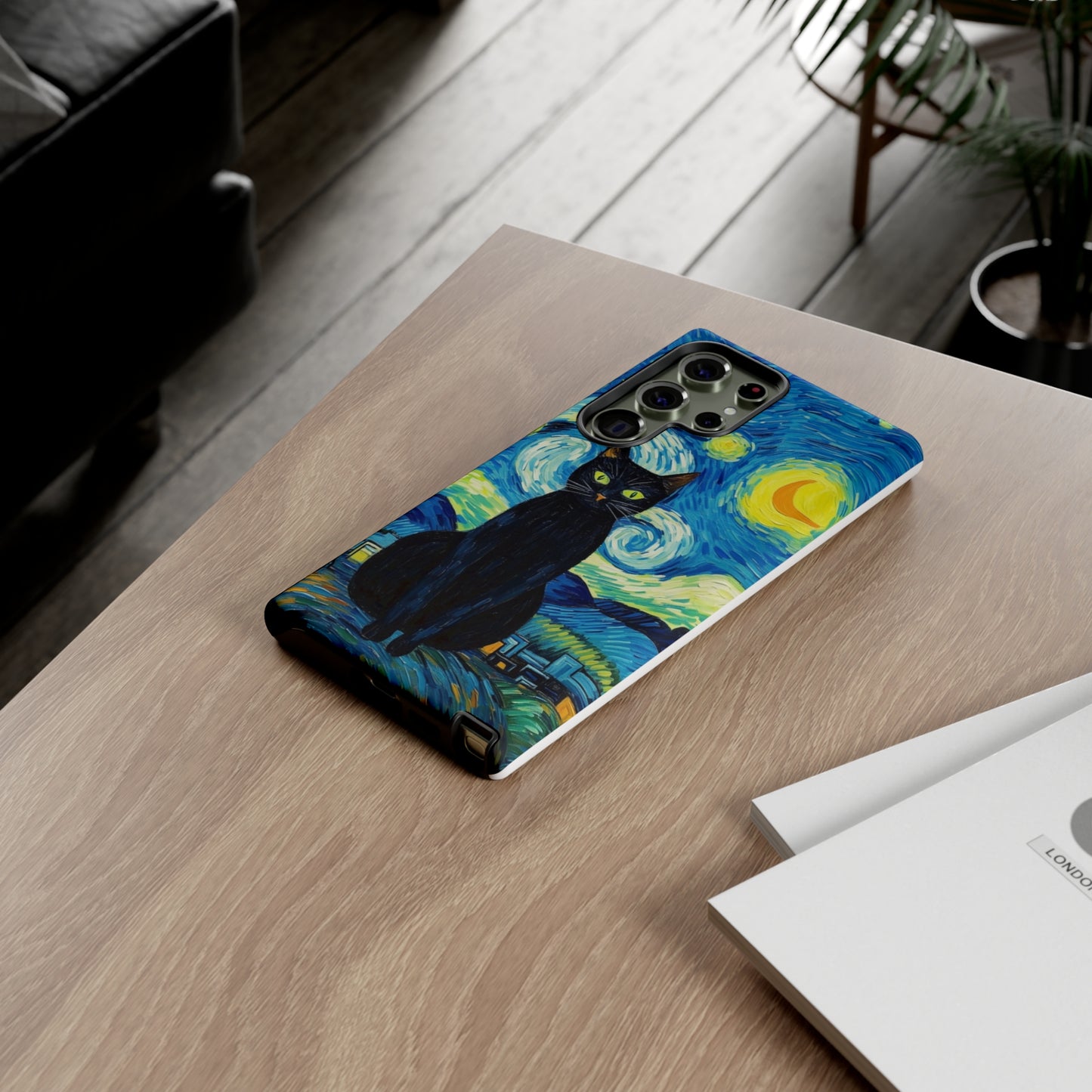 Starry Night Van Gogh Black Cat iPhone, Samsung Galaxy, Google Pixel  Case | Embrace Artistic Whimsy and Feline Charm