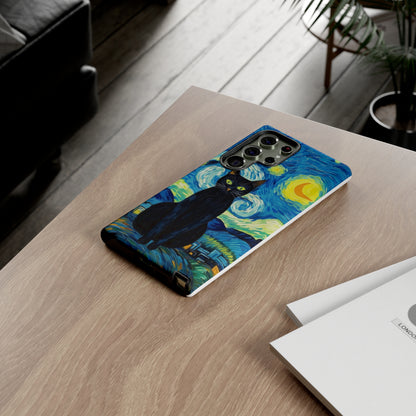 Starry Night Van Gogh Black Cat iPhone, Samsung Galaxy, Google Pixel  Case | Embrace Artistic Whimsy and Feline Charm