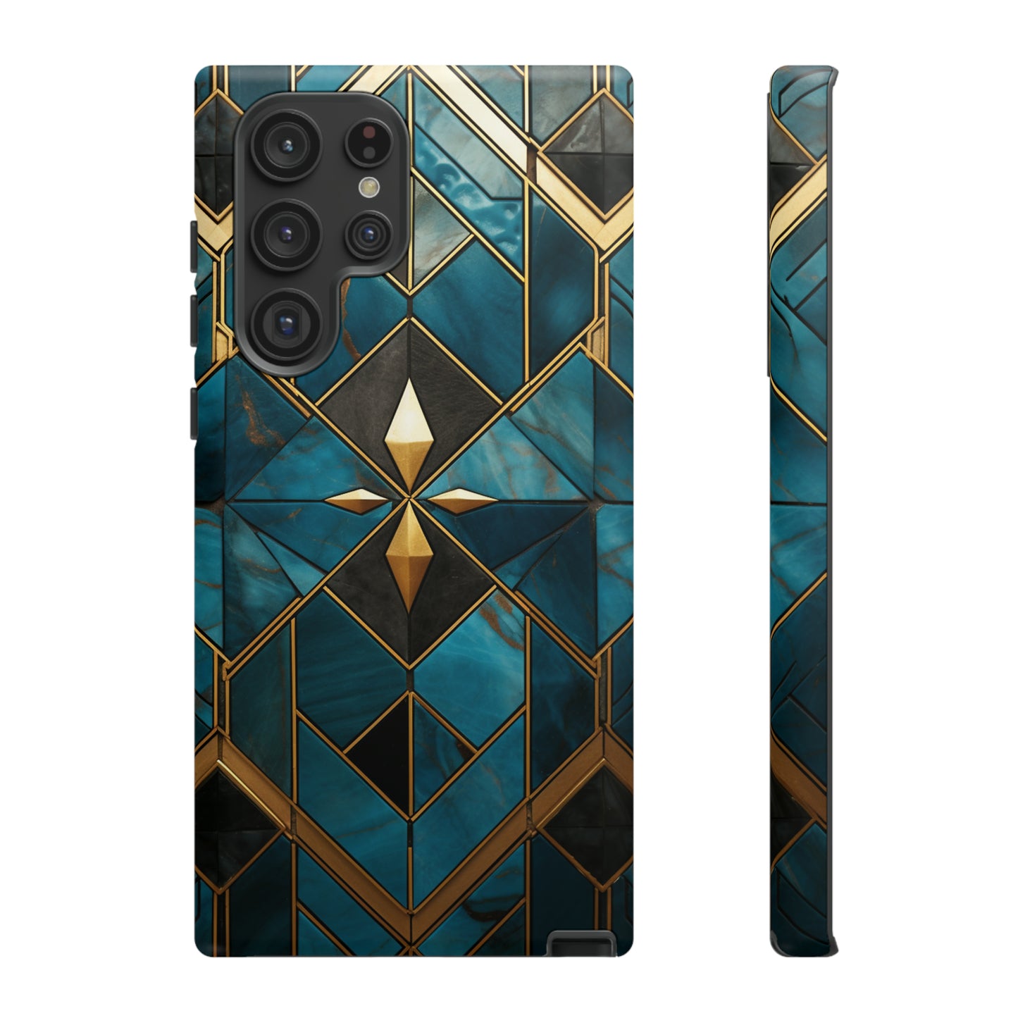 Gold and Blue Marble Mosaic Phone Case