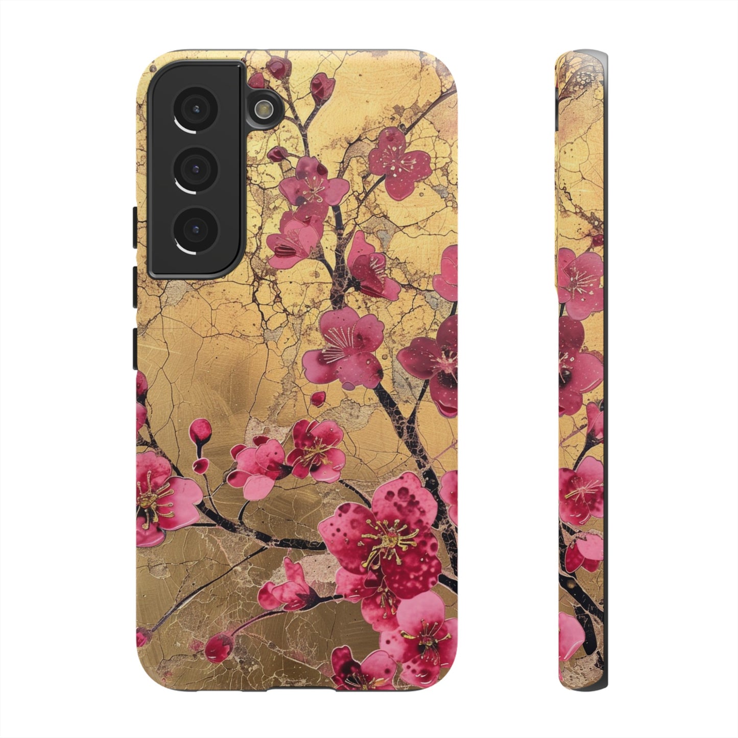 Pink Forget Me Nots Gold Floral Phone Case