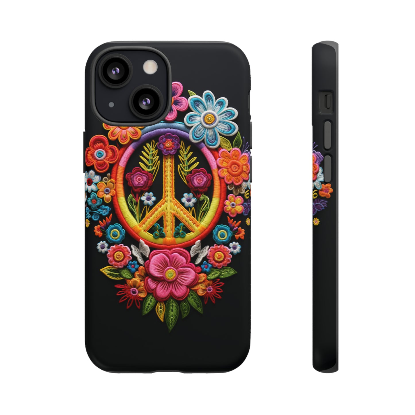 Peace Sign Embroidery Floral Hippie Style Phone Case