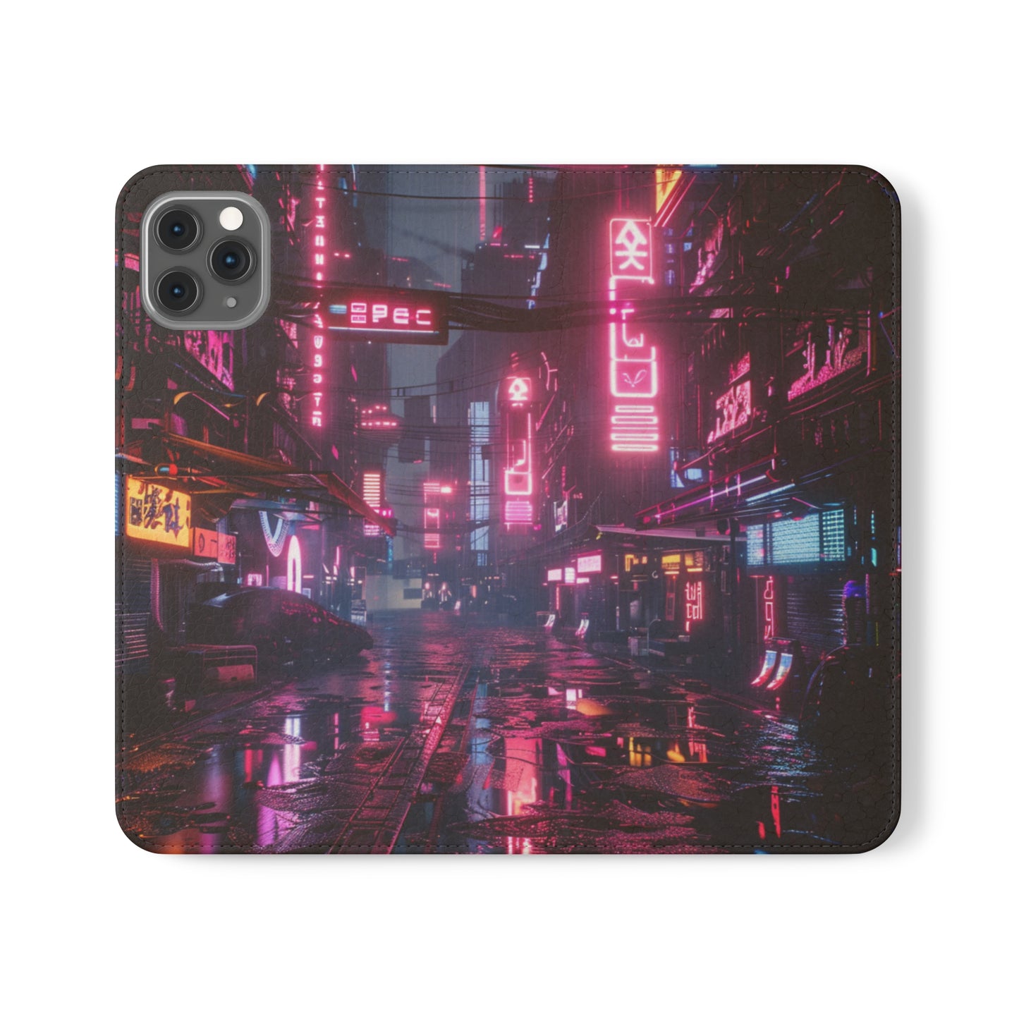 Cyberpunk City at Night Wallet Case